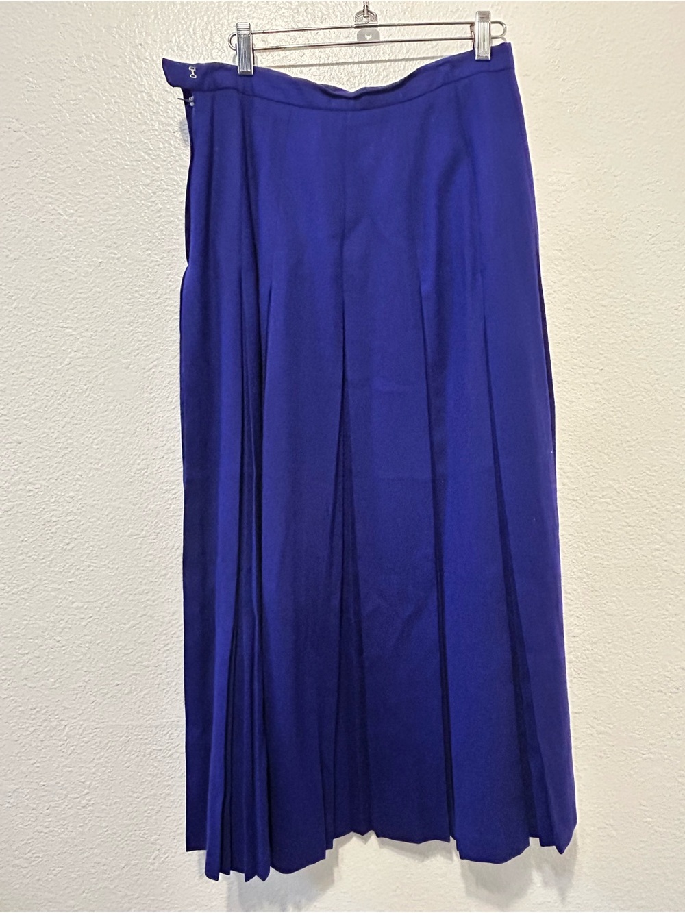 Evan Picone Cobalt Blue Pleated Maxi Skirt 100% worsted wool